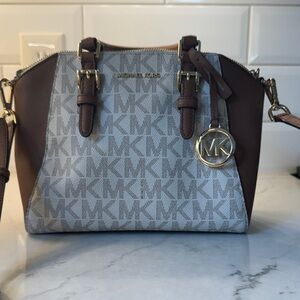 Michael Kors Gray and Brown Satchel